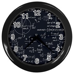 Mathematical Seamless Pattern With Geometric Shapes Formulas Wall Clock (black)