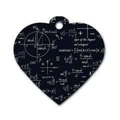 Mathematical Seamless Pattern With Geometric Shapes Formulas Dog Tag Heart (two Sides)