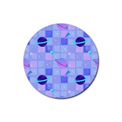 Seamless Pattern Pastel Galaxy Future Rubber Coaster (round)