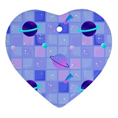 Seamless Pattern Pastel Galaxy Future Heart Ornament (two Sides)