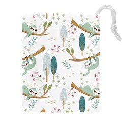 Pattern Sloth Woodland Drawstring Pouch (5xl) by Hannah976