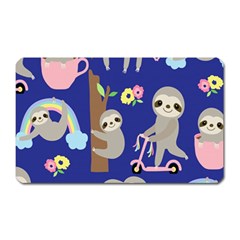 Hand Drawn Cute Sloth Pattern Background Magnet (rectangular)