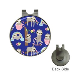 Hand Drawn Cute Sloth Pattern Background Hat Clips With Golf Markers