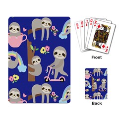 Hand Drawn Cute Sloth Pattern Background Playing Cards Single Design (rectangle)