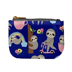 Hand Drawn Cute Sloth Pattern Background Mini Coin Purse by Hannah976