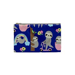 Hand Drawn Cute Sloth Pattern Background Cosmetic Bag (small) by Hannah976