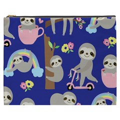 Hand Drawn Cute Sloth Pattern Background Cosmetic Bag (xxxl) by Hannah976