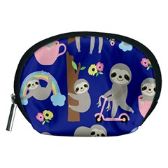 Hand Drawn Cute Sloth Pattern Background Accessory Pouch (medium) by Hannah976