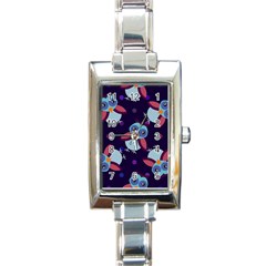 Owl Pattern Background Rectangle Italian Charm Watch