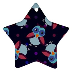Owl Pattern Background Ornament (star)