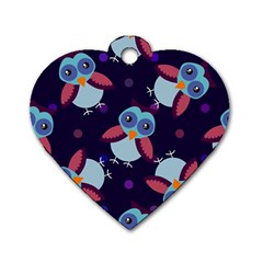 Owl Pattern Background Dog Tag Heart (one Side)