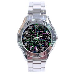 Math Linear Mathematics Education Circle Background Stainless Steel Analogue Watch by Hannah976