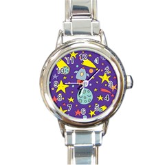 Card With Lovely Planets Round Italian Charm Watch by Hannah976