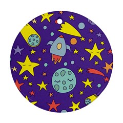 Card With Lovely Planets Ornament (round)