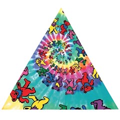 Grateful Dead Bears Tie Dye Vibrant Spiral Wooden Puzzle Triangle by Bedest