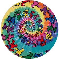 Grateful Dead Bears Tie Dye Vibrant Spiral Uv Print Round Tile Coaster by Bedest