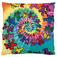 Grateful Dead Bears Tie Dye Vibrant Spiral Large Premium Plush Fleece Cushion Case (one Side)