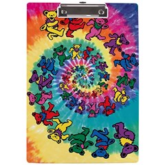 Grateful Dead Bears Tie Dye Vibrant Spiral A4 Acrylic Clipboard