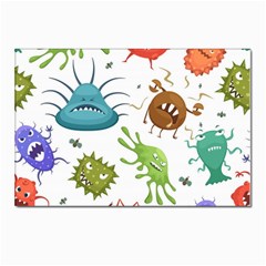 Dangerous Streptococcus Lactobacillus Staphylococcus Others Microbes Cartoon Style Vector Seamless P Postcard 4 x 6  (pkg Of 10) by Ravend
