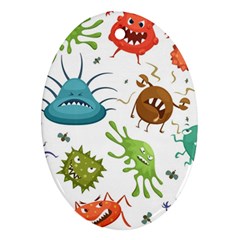 Dangerous Streptococcus Lactobacillus Staphylococcus Others Microbes Cartoon Style Vector Seamless P Oval Ornament (two Sides) by Ravend