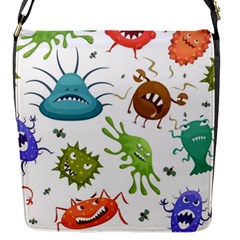 Dangerous Streptococcus Lactobacillus Staphylococcus Others Microbes Cartoon Style Vector Seamless P Flap Closure Messenger Bag (s) by Ravend