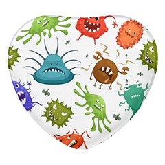 Dangerous Streptococcus Lactobacillus Staphylococcus Others Microbes Cartoon Style Vector Seamless P Heart Glass Fridge Magnet (4 Pack)