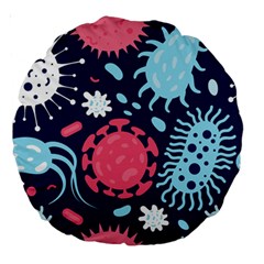 Seamless Pattern Microbes Virus Vector Illustration Large 18  Premium Round Cushions