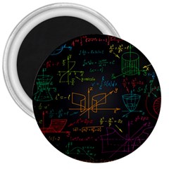 Mathematical Colorful Formulas Drawn By Hand Black Chalkboard 3  Magnets