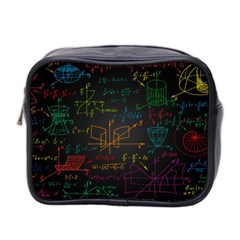 Mathematical Colorful Formulas Drawn By Hand Black Chalkboard Mini Toiletries Bag (two Sides) by Ravend