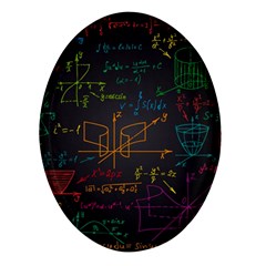 Mathematical Colorful Formulas Drawn By Hand Black Chalkboard Oval Glass Fridge Magnet (4 Pack) by Ravend