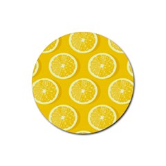 Lemon Fruits Slice Seamless Pattern Rubber Round Coaster (4 Pack) by Ravend