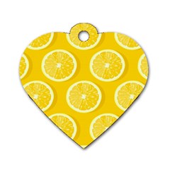 Lemon Fruits Slice Seamless Pattern Dog Tag Heart (two Sides)