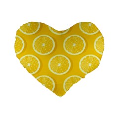 Lemon Fruits Slice Seamless Pattern Standard 16  Premium Flano Heart Shape Cushions by Ravend