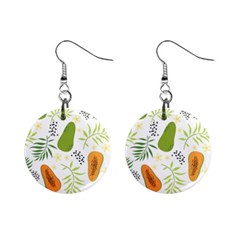 Seamless Tropical Pattern With Papaya Mini Button Earrings