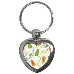 Seamless Tropical Pattern With Papaya Key Chain (heart)