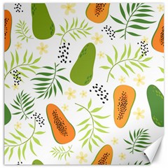 Seamless Tropical Pattern With Papaya Canvas 16  X 16  by Ravend