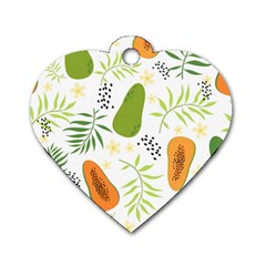 Seamless Tropical Pattern With Papaya Dog Tag Heart (two Sides)