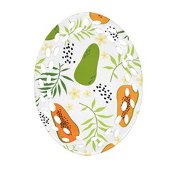 Seamless Tropical Pattern With Papaya Oval Filigree Ornament (two Sides)