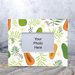 Seamless Tropical Pattern With Papaya White Tabletop Photo Frame 4 x6 