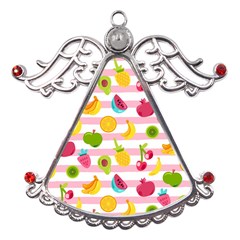 Tropical Fruits Berries Seamless Pattern Metal Angel With Crystal Ornament by Ravend