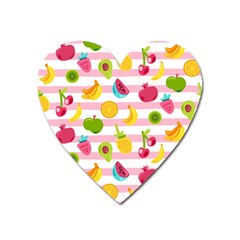 Tropical Fruits Berries Seamless Pattern Heart Magnet