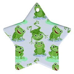 Cute Green Frogs Seamless Pattern Ornament (star)