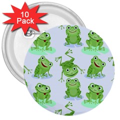 Cute Green Frogs Seamless Pattern 3  Buttons (10 Pack) 