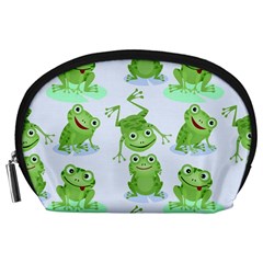 Cute Green Frogs Seamless Pattern Accessory Pouch (large)