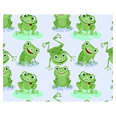 Cute Green Frogs Seamless Pattern Two Sides Premium Plush Fleece Blanket (medium)