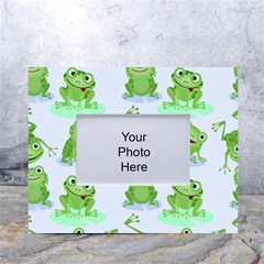 Cute Green Frogs Seamless Pattern White Tabletop Photo Frame 4 x6  by Ravend