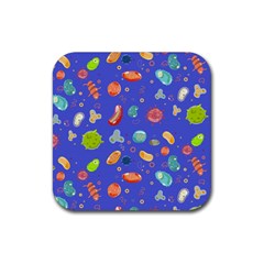 Virus Seamless Pattern Rubber Coaster (square)