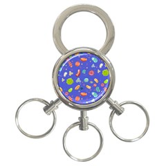 Virus Seamless Pattern 3-ring Key Chain