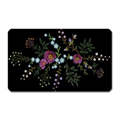 Embroidery Trend Floral Pattern Small Branches Herb Rose Magnet (rectangular) by Apen