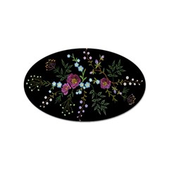Embroidery Trend Floral Pattern Small Branches Herb Rose Sticker Oval (100 Pack) by Apen